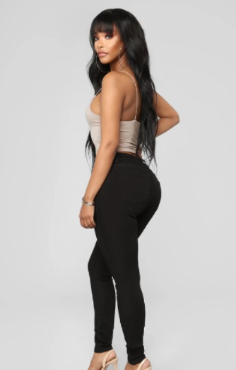 Black Skinny Leg Stretch Denim Pants for Women