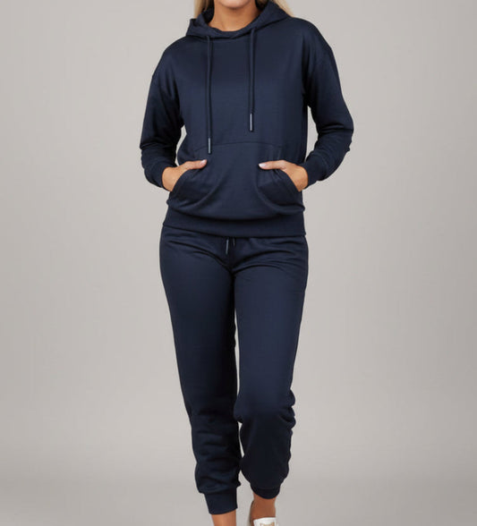 2-Piece Hoodie & Jogger Matching Set in Black – Women's Pullover & Jogger Pants S-2XL