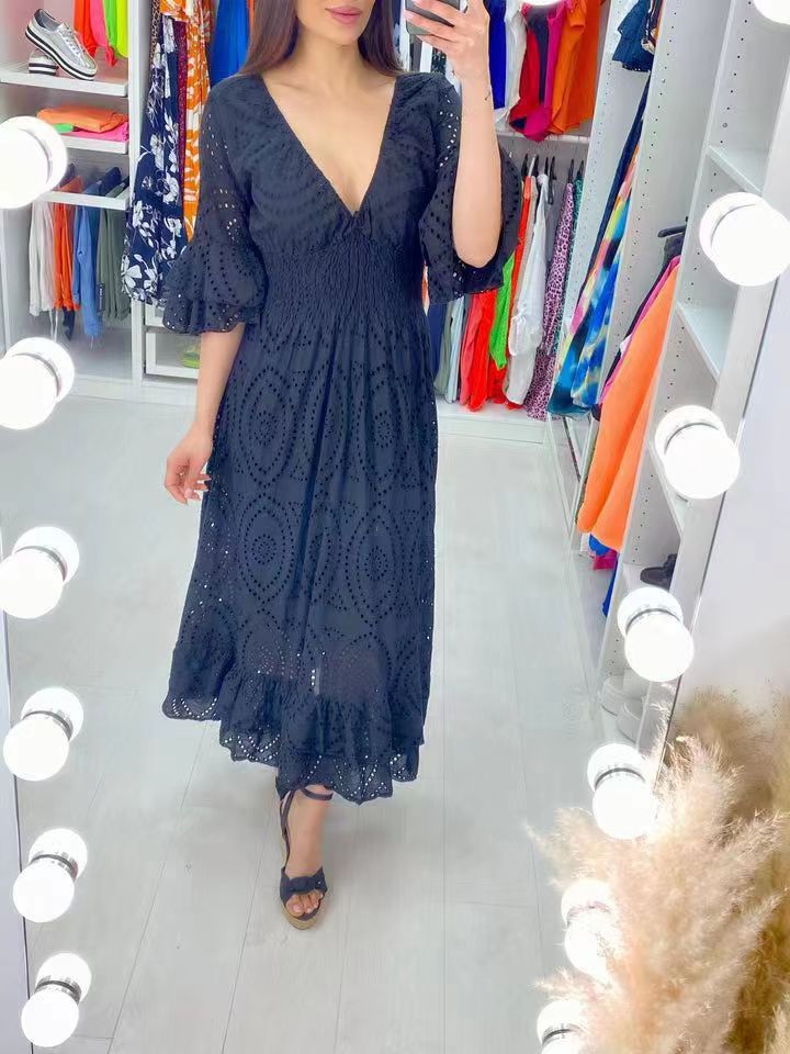 Women's High Waist Embroidered Dress for Parties S-5XL