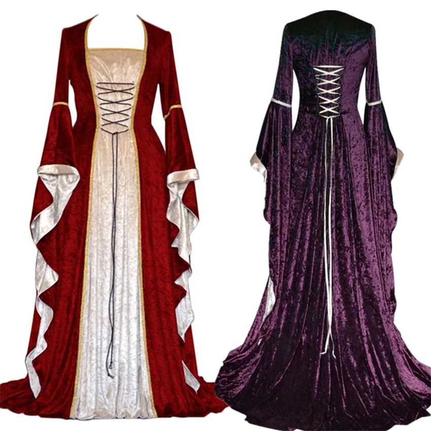 Medieval Costume - European Court Velvet Dress up to 3XL