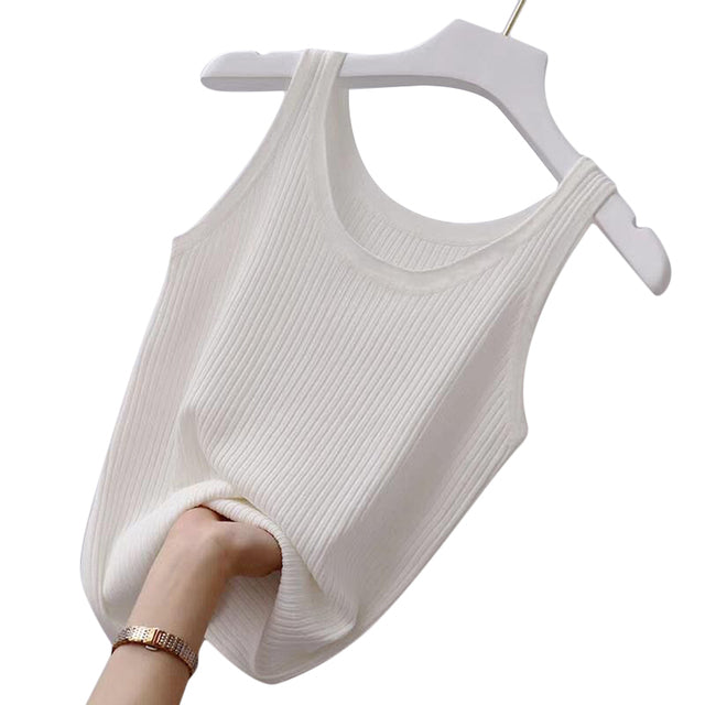Summer Knitted Sleeveless Women's Slim Tank