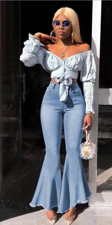 High Stretch Denim Flared Jeans for Women up to 3XL