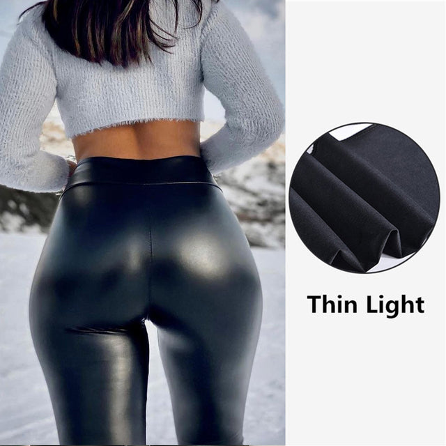 Multicolor High Waist Leather Pants for Women up to 5XL