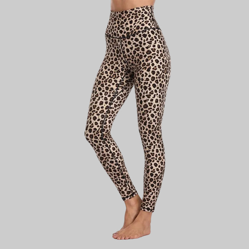 Women’s Brown Leopard Sculpting Yoga Leggings – Animal Print Workout Pants, Sizes S–XL | The Pretty Pistol