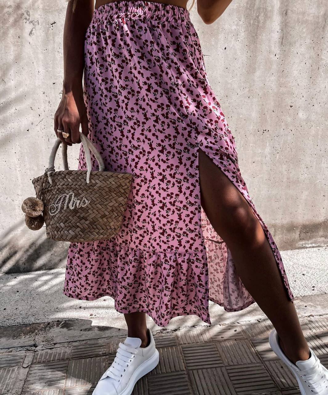 Chic Floral Maxi Skirt with Elastic Waist