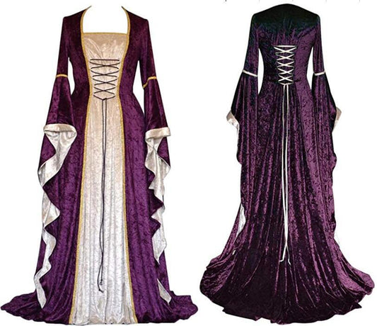 Medieval Costume - European Court Velvet Dress up to 3XL
