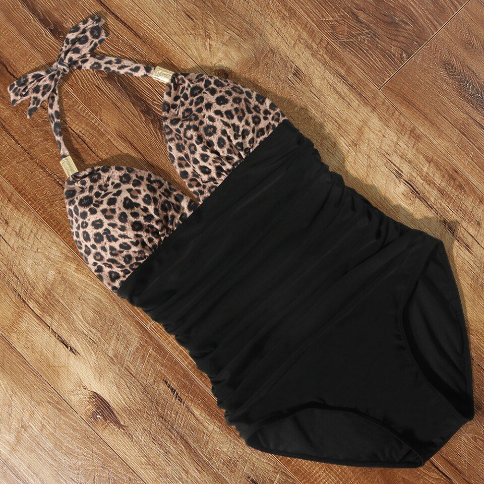 Chic Leopard Triangle One-Piece Swimsuit