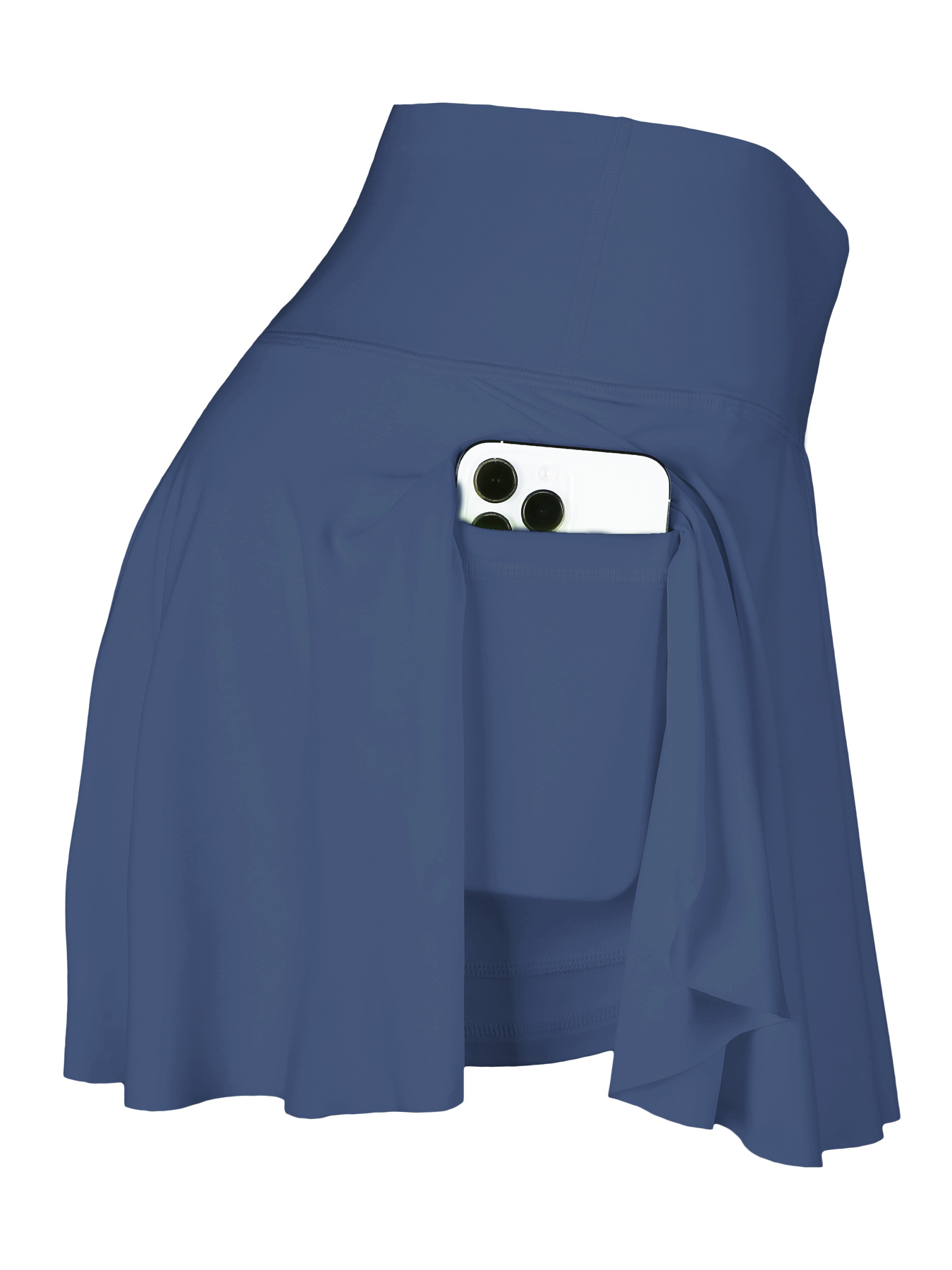 High Waist Active Skort with Built-In Shorts and Side Phone Pocket Navy Blue - Quick-Dry Stretch Fabric Sizes S-XL | The Pretty Pistol