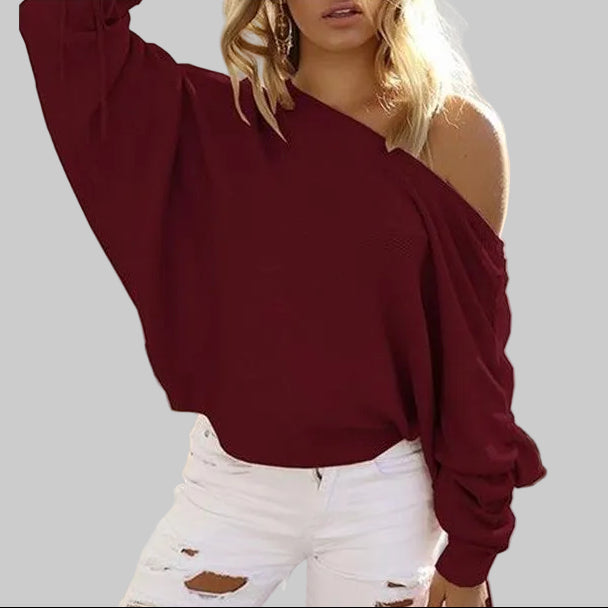 Off-Shoulder Ribbed Knit Sweater in Red Wine – Ribbed Knit Fabric, Long Sleeves, Off-Shoulder Neckline, Ruched Detail, Sizes S-XL | The Pretty Pistol