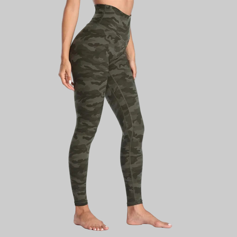 Women’s Gray Camo Sculpting Yoga Leggings – Printed Workout Pants, Sizes S–XL | The Pretty Pistol