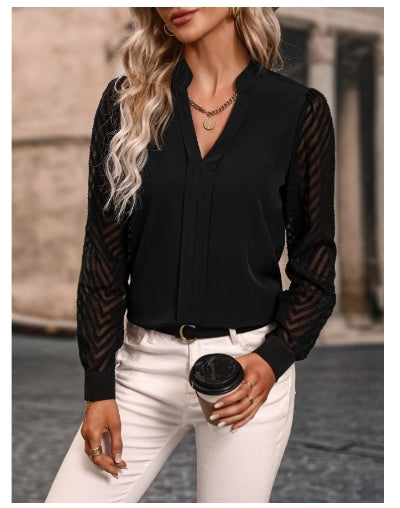 Chic Collar Chiffon Top - Women's Fashion SIzes S-XXL