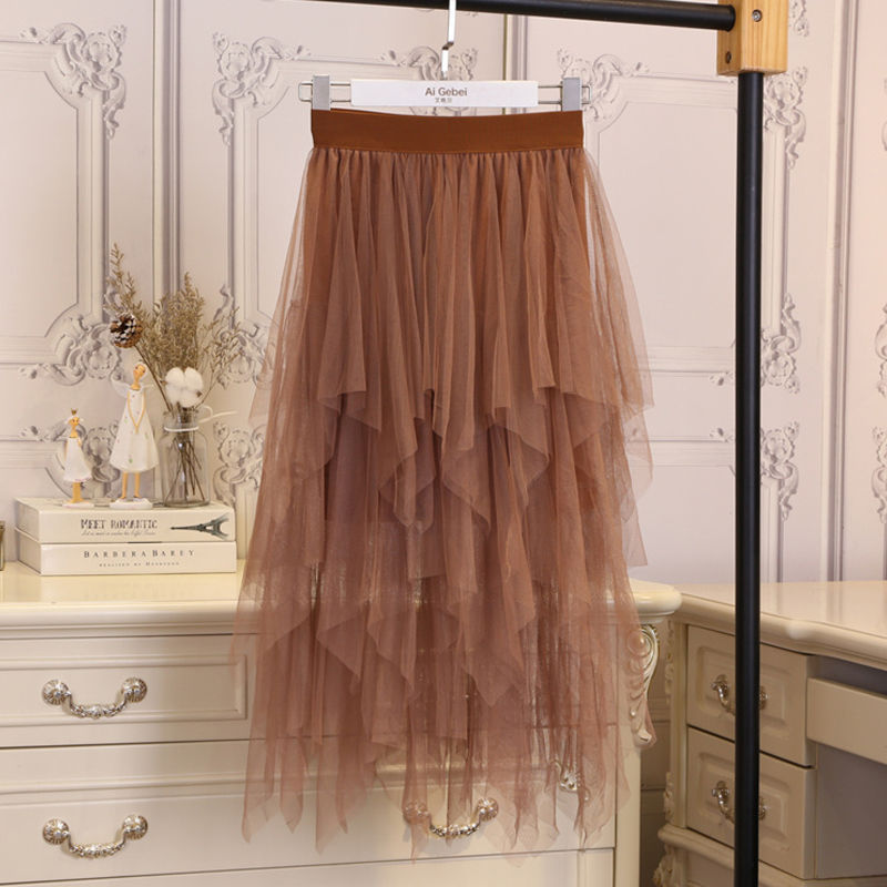 Elevated Mesh Flare Gauze Skirt