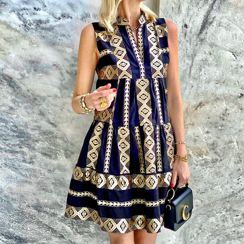Classic Sleeveless Printed Dress