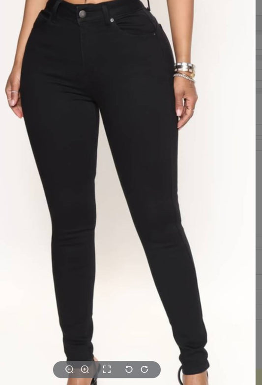 Black Skinny Leg Stretch Denim Pants for Women