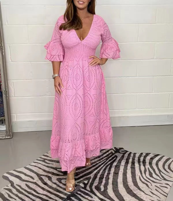 Women's High Waist Embroidered Dress for Parties S-5XL