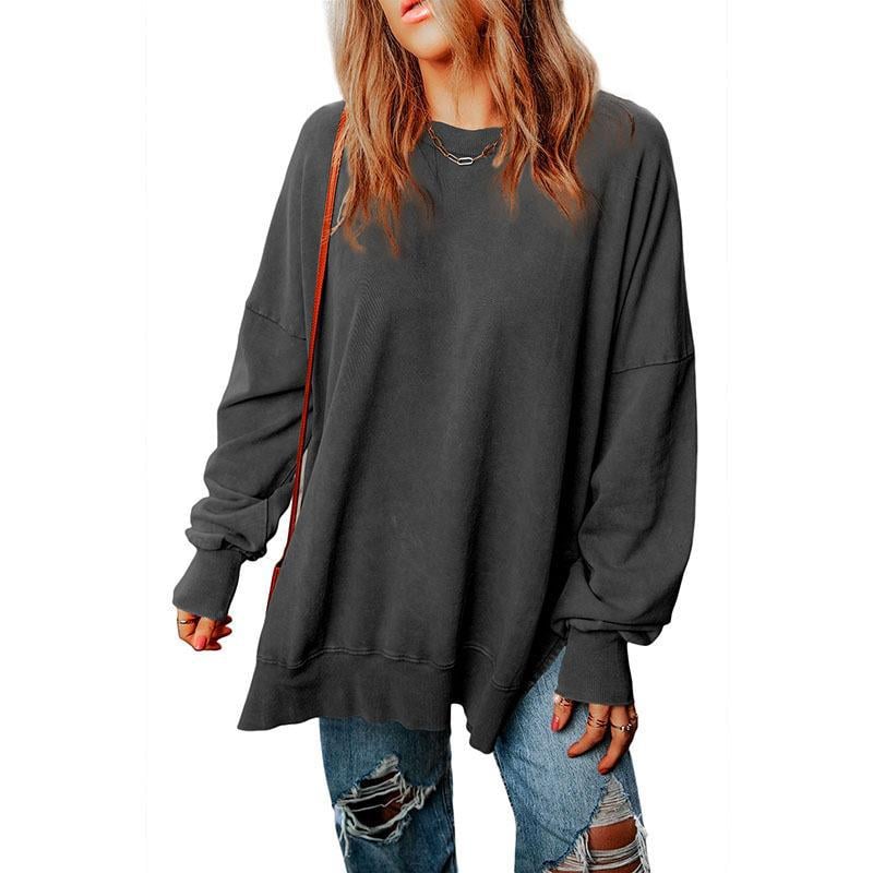 Solid Color Loose Pullover Top for Women