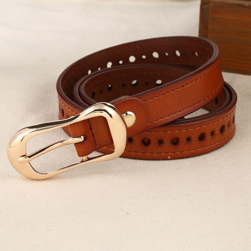 New Women's Genuine Leather Buckle Belt - Casual Design