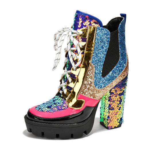 Cape Robbin Ankle Boots for Women Short - Womens Ankle Boots & Booties - Rhinestone Cowboy Boots for Women (Nell)