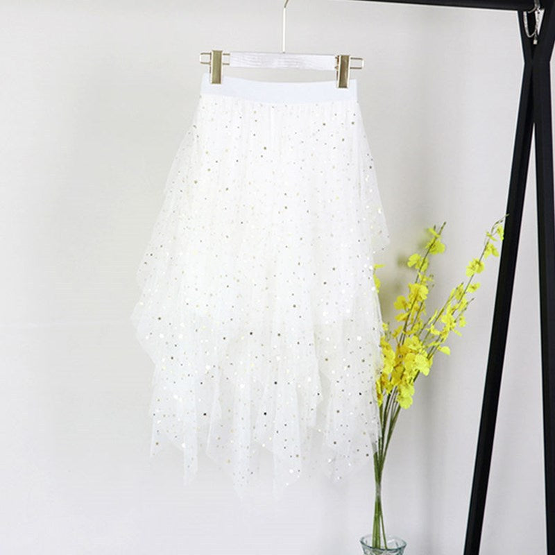 Elevated Mesh Flare Gauze Skirt