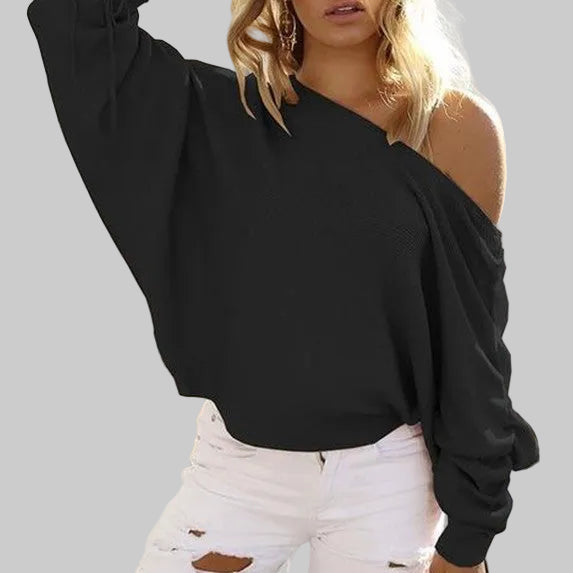 Off-Shoulder Ribbed Knit Sweater in Black – Ribbed Knit Fabric, Long Sleeves, Off-Shoulder Neckline, Ruched Detail, Sizes S-XL | The Pretty Pistol