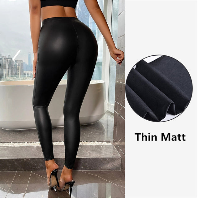 Multicolor High Waist Leather Pants for Women up to 5XL