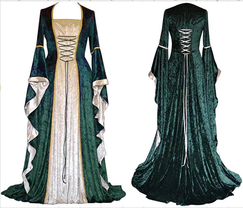 Medieval Costume - European Court Velvet Dress up to 3XL