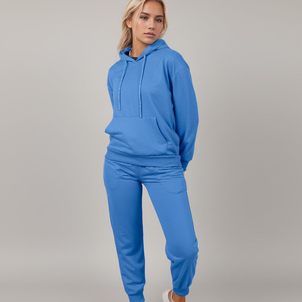 2-Piece Hoodie & Jogger Matching Set in Sky Blue – Women's Pullover & Jogger Pants S-2XL