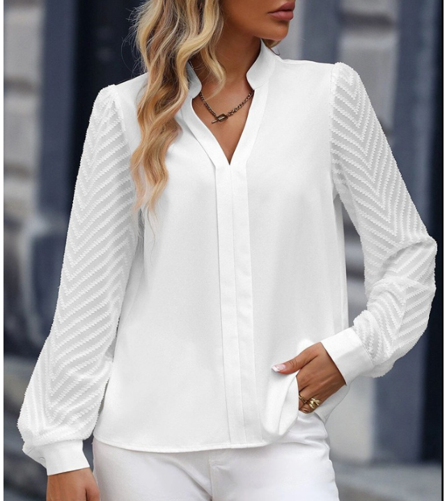 Chic Collar Chiffon Blouse in White – Sizes S-2XL | The Pretty Pistol