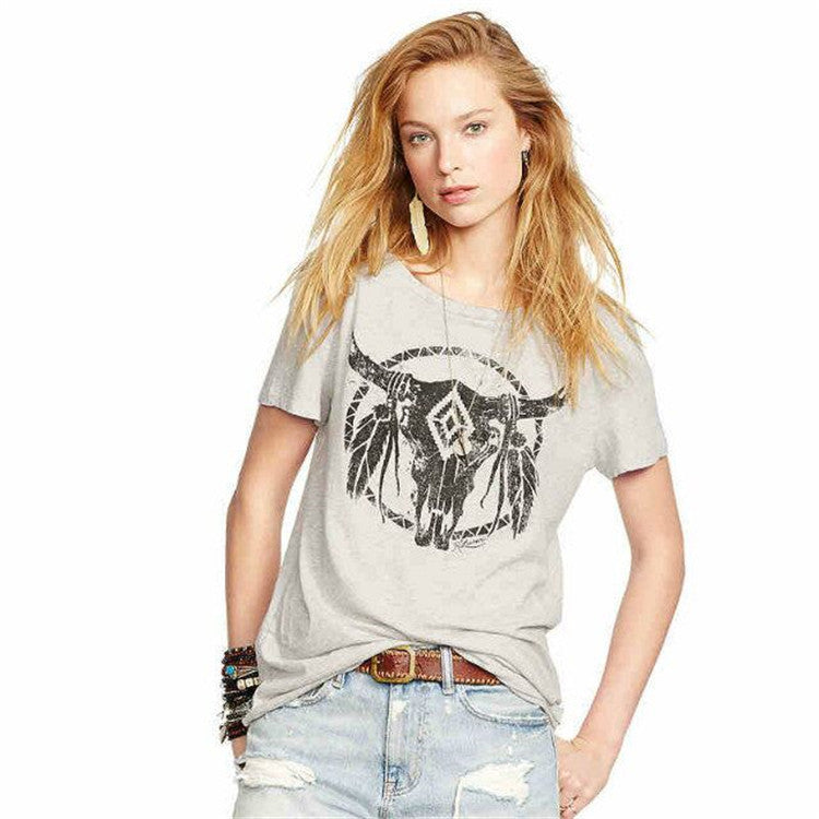 Country Chic Printed Short Sleeve T-Shirt up to 2XL
