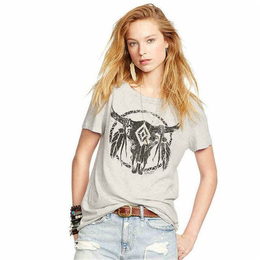 Country Chic Printed Short Sleeve T-Shirt up to 2XL
