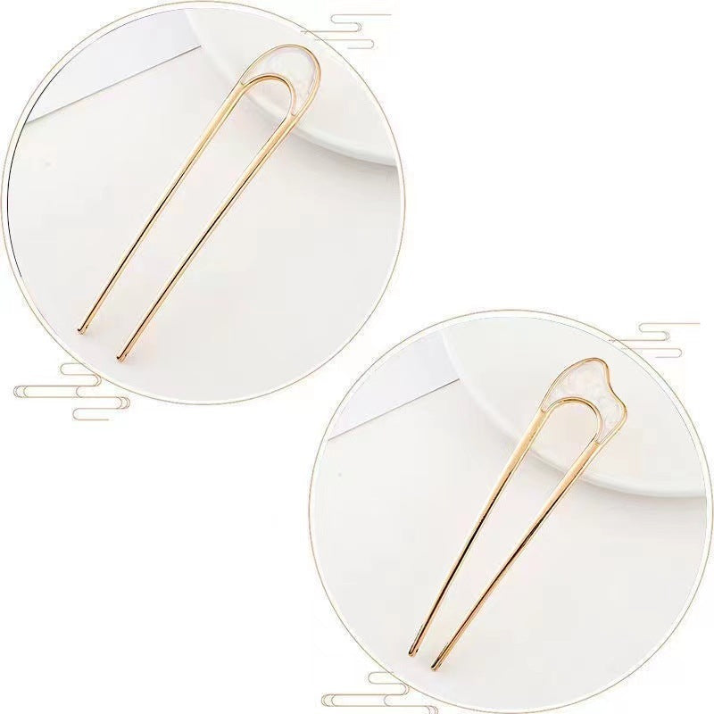 Minimalist Metal Hair Fork with Shell Design