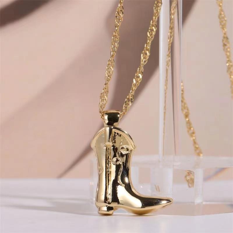 Classic Denim Boots Pendant Necklace for Women