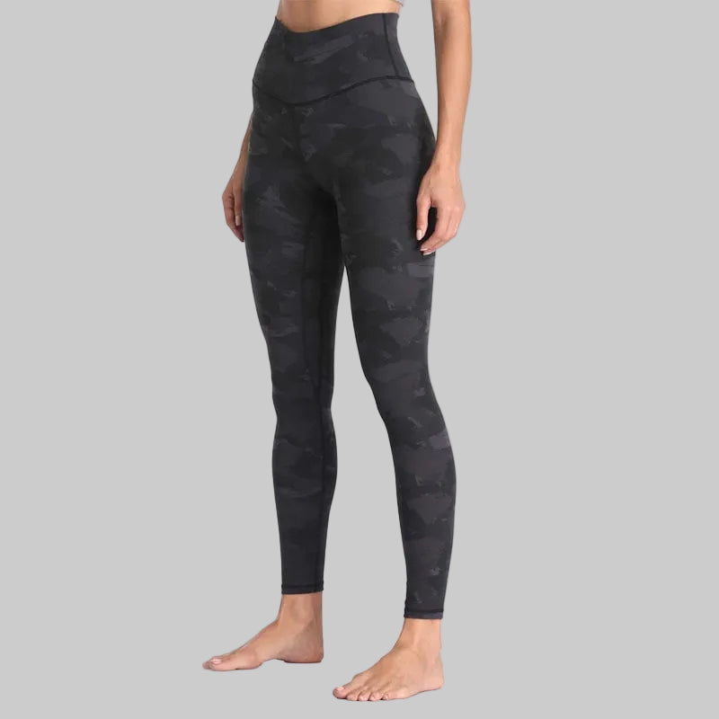 Women’s Black Camo Sculpting Yoga Leggings – Printed Workout Pants, Sizes S–XL | The Pretty Pistol