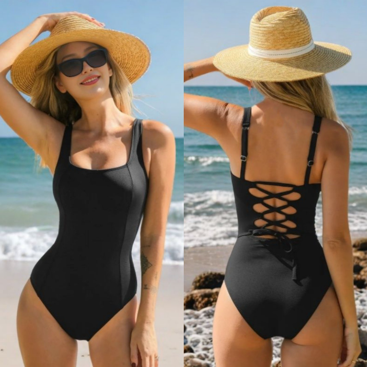 Women's Black Sports One-Piece Swimsuit XS-XL