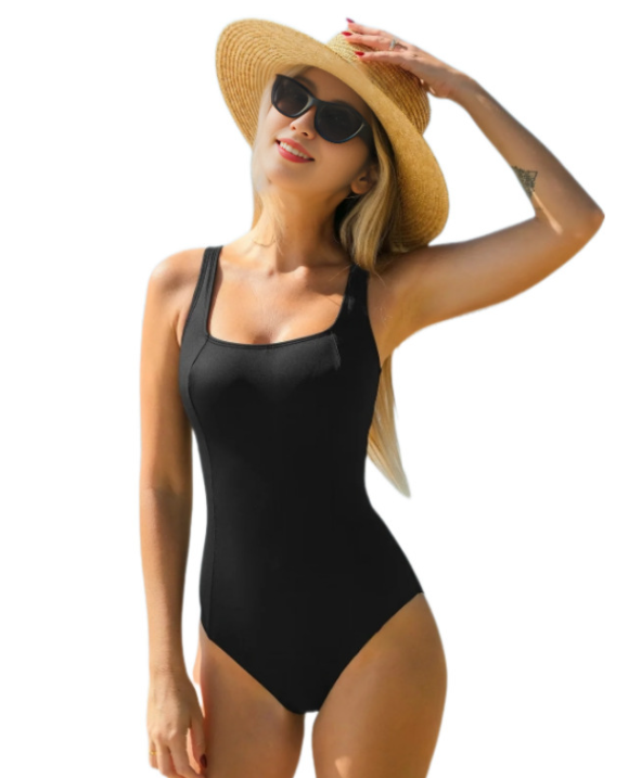 Women's Black Sports One-Piece Swimsuit XS-XL