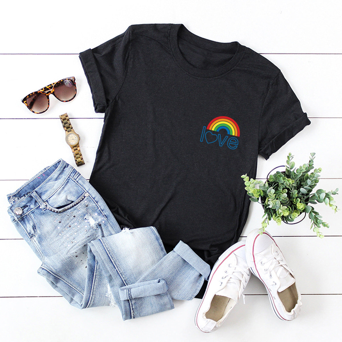 Cute Rainbow Cotton T-Shirts up to 3XL