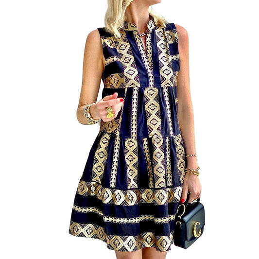 Classic Sleeveless Printed Dress