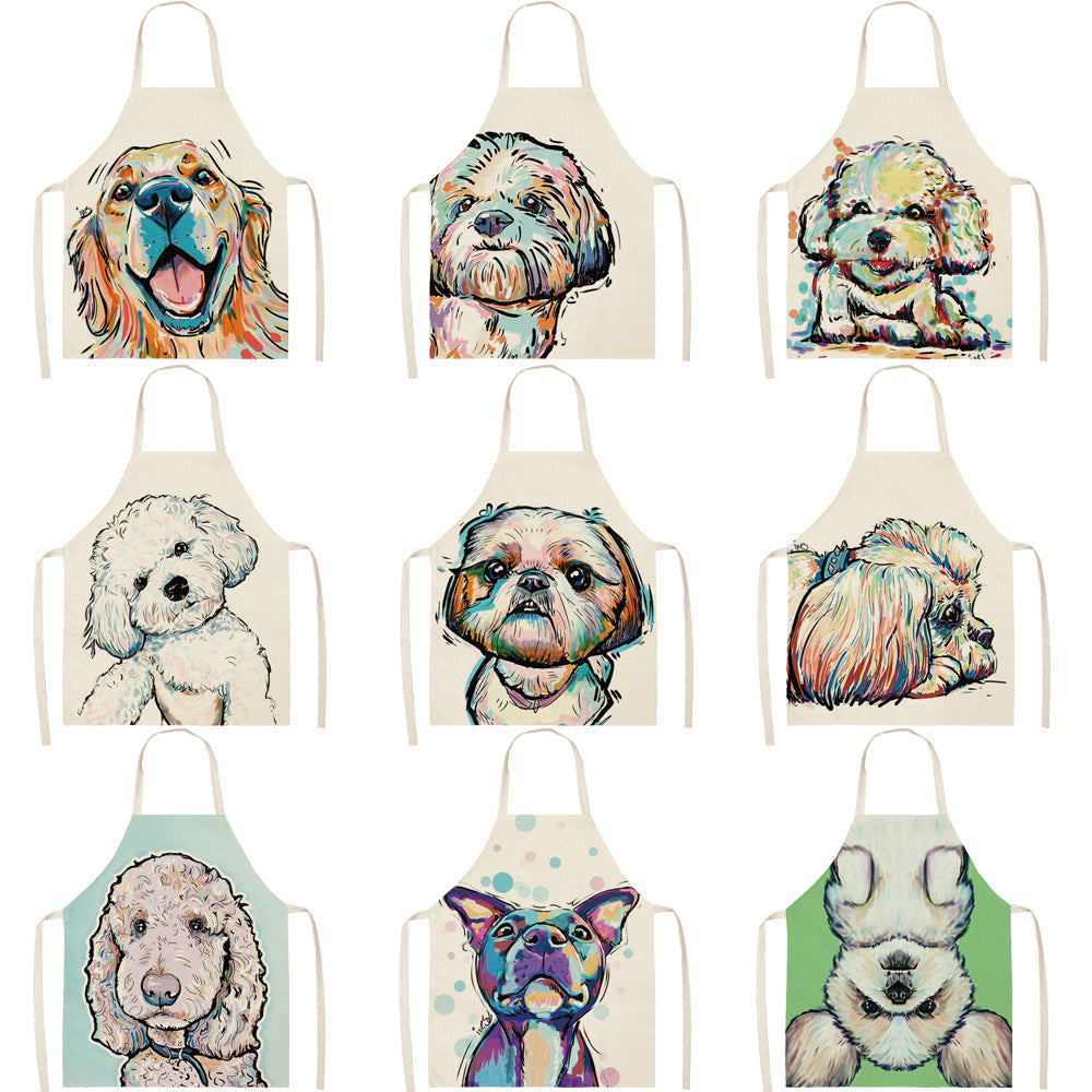 Nordic Polyester Dog Print Apron for Adults