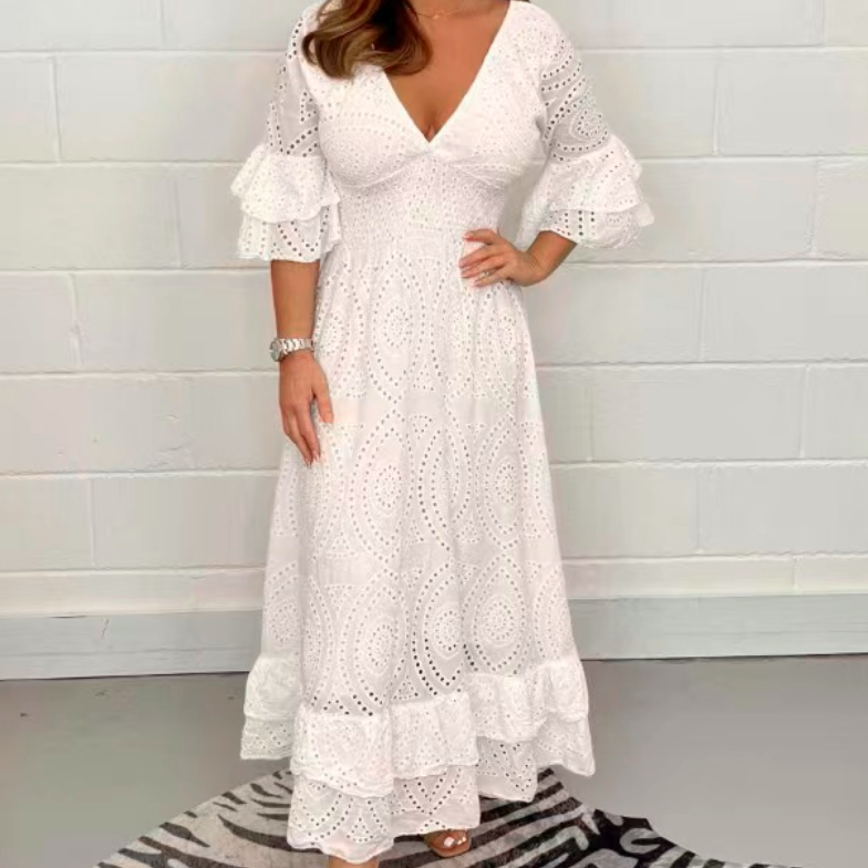 Women's High Waist Embroidered Dress for Parties S-5XL