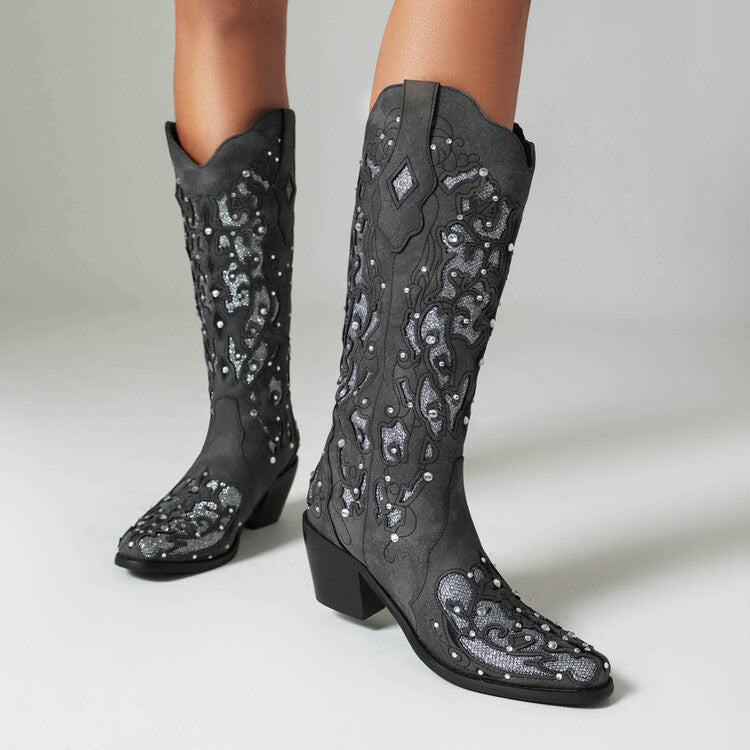 Embroidered Western Cowboy Boots for Women