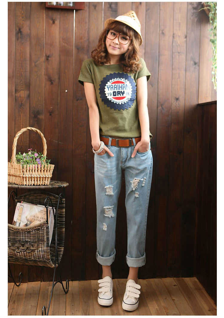 Cropped Ripped Denim Capris