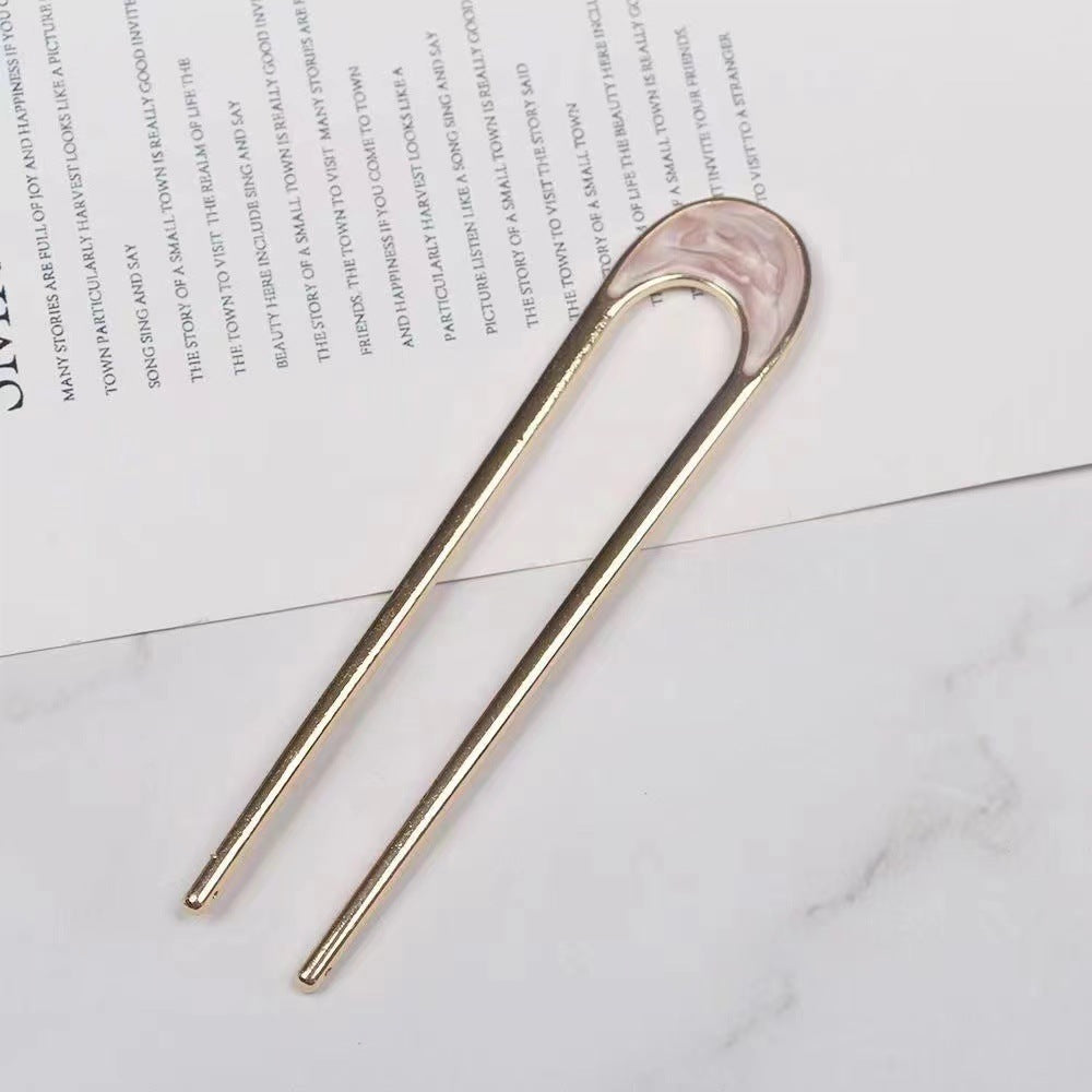 Minimalist Metal Hair Fork with Shell Design