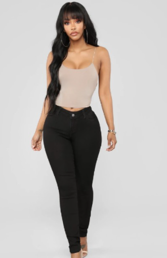Black Skinny Leg Stretch Denim Pants for Women