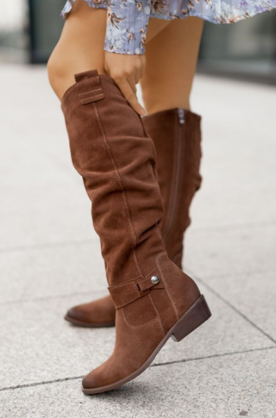Low Heel High Top Women Boots with Side Zipper