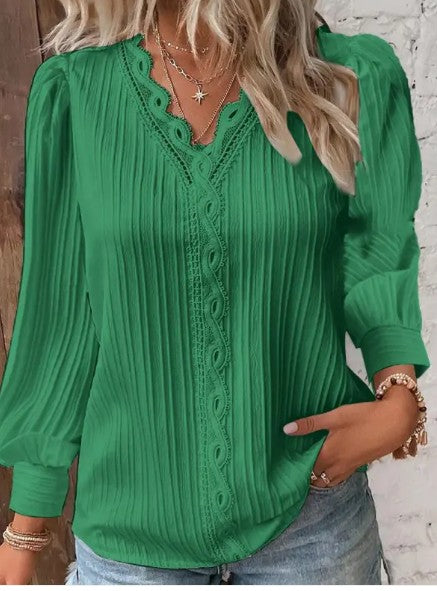 Blouse with Lace Details in Chiffon up to 4XL