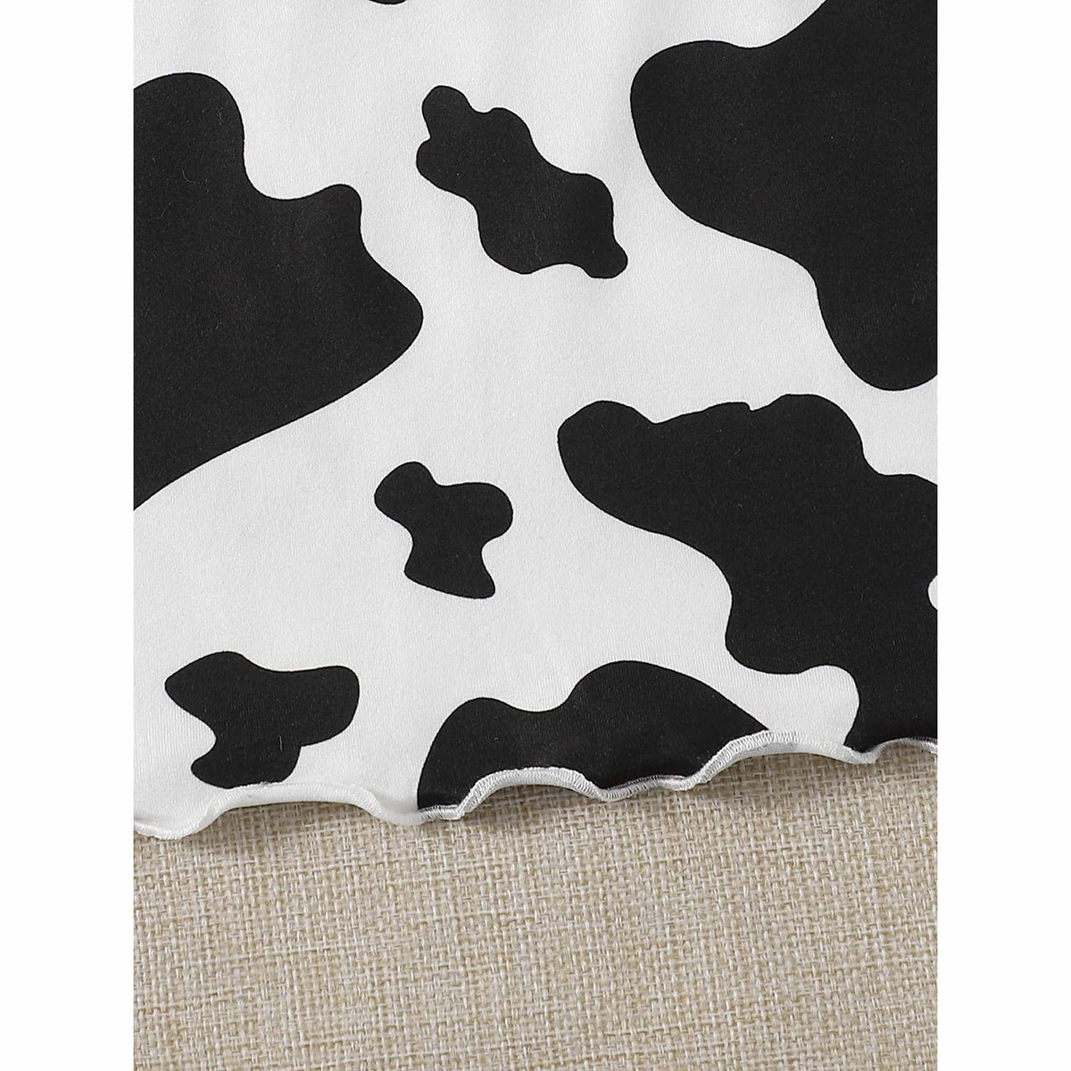 Women’s Western Cow Print Black and White Close Up Material – Scoop Neck Crop Top, Sizes S–XL | The Pretty Pistol