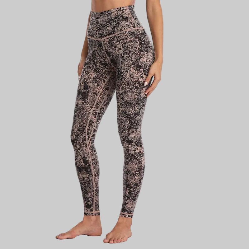Women’s Pink & Brown Sculpting Yoga Leggings – Skinny Activewear Pants, Sizes S–XL | The Pretty Pistol