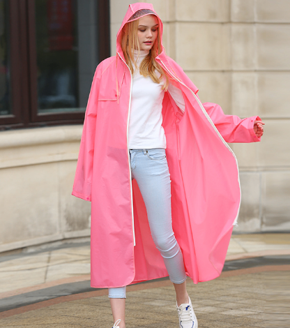 Long Adult Chic Pink Raincoat