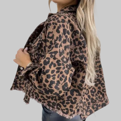 Leopard Print Denim Jacket