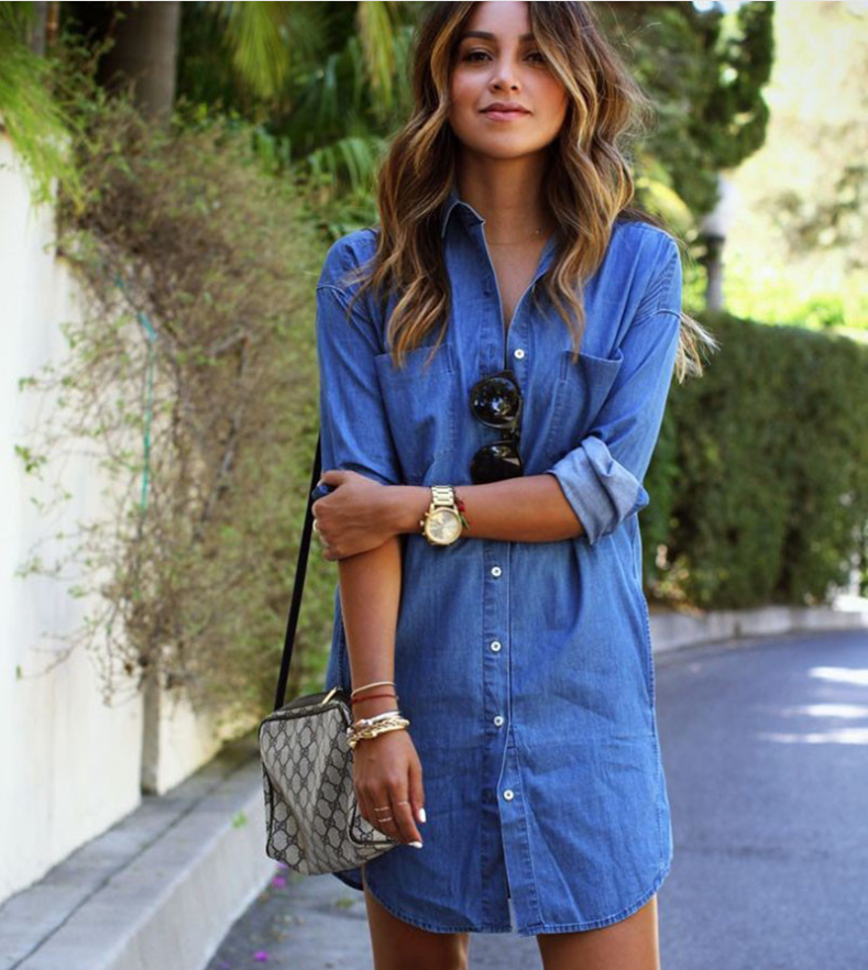 Denim Long Sleeve Shirt, Shirt Dress up to 6XL